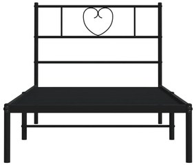 Estrutura de cama com cabeceira 90x200 cm metal preto