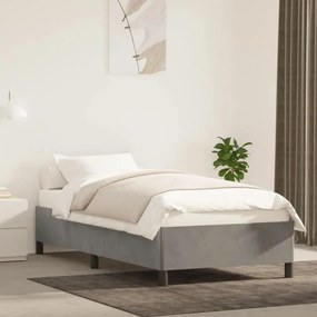 Estrutura de cama sem colchão 90x190 cm veludo cinzento-claro