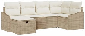 Conjunto de Sofá de Jardim de 6 Peças com Almofadas Beijes de Rattan P