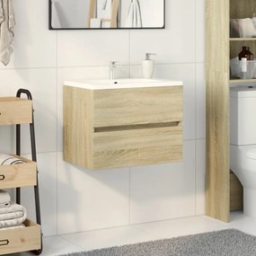 vidaXL Armário de lavatório 60x38,5x45cm contraplacado carvalho sonoma