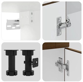 4 peças armário de cozinha conjunto Kalmar carvalho castanho