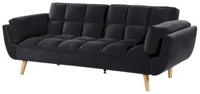 Sofá-cama em veludo preto ASBY Beliani