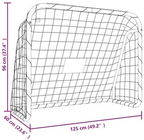 Baliza de futebol com rede 125x96x60 cm aço/poliéster branco