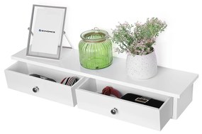 Prateleira de parede 2 gavetas 65 x 15 x 10 cm branco