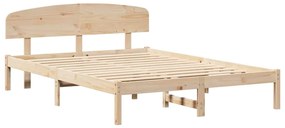 Estrado de Cama com Cabeceira 160x200 cm Madeira Sólida Pinho