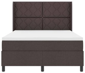 Cama Box com Colchão Marrom Escuro 140x190 cm em Tecido