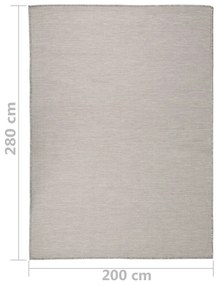 Tapete de tecido plano p/ exterior 200x280 cm cinza-acastanhado