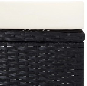 3 pcs conjunto lounge para jardim c/ almofadões vime PE preto