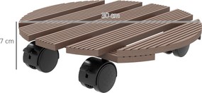Conjunto de 4 suportes redondos de Ø30 cm para plantas - suporte para plantas com rodas, para interior e exterior