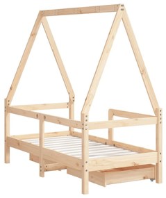 Estrutura de cama infantil c/ gavetas 70x140 cm pinho maciço