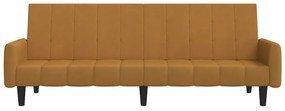 Sofá-cama de 2 lugares veludo castanho