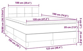 Cama box spring colchão LED 120x190 cm couro artif. cinza-claro