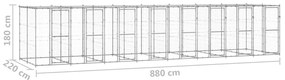 Canil de exterior com telhado 19,36 m² aço galvanizado