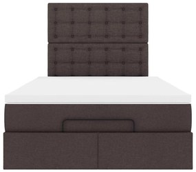Estrutura de cama otomana com colchão 120x190cm castanho escuro