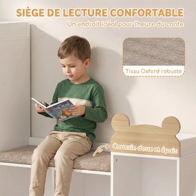 Estante Infantil com Cantinho de Leitura, 121 x 30 x 106 cm, 3 em 1, Branco