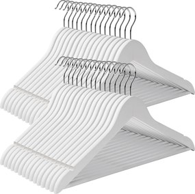 Cabides de madeira maciça 44,5 x 1,2 x 23 cm Branco
