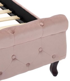 Estrutura de cama 200x200 cm veludo cor-de-rosa