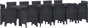 vidaXL Conjunto de Jantar para Jardim 13 pcs Antracite Plástico
