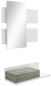 HOMCOM Conjunto de Móveis de Entrada com Espelho e Gaveta Móvel de Entrada Suspenso Estilo Moderno 75x3,5x75 cm e 75x30,5x20 cm Branco e Cinza