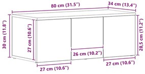 Armário para televisão vidaXL Preto Carvalho 80x34x30 cm Madeira engen