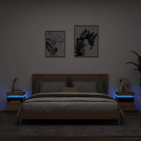 vidaXL Mesas cabeceira c/ luzes LED 2 pcs 40x39x48,5cm carvalho sonoma
