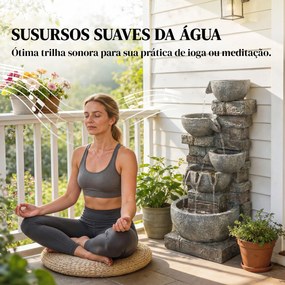 Fonte de Jardim com Luzes LED e Bomba Fonte Decorativa em Cascata de 5 Níveis 34x36x80 cm Multicolor