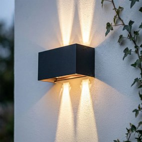 Candeeiro de parede exterior preto com dourado incl. LED 4 luzes IP54 - Edwin