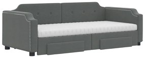 Sofá-cama c/ gavetão e gavetas 90x190 cm tecido cinzento-escuro
