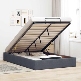 Otomano Bed Frame No Colchão Cinzento Escuro 120x200 cm Veludo