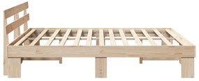 Estrutura de Cama com Cabeceira 180x200 cm Madeira Maciça de Pinho