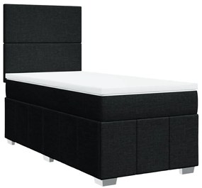 Cama com molas/colchão 90x200 cm tecido preto