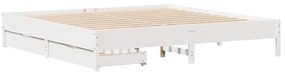 Cama sem colchão 200x200 cm madeira de pinho maciça branco