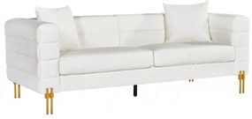 Sofá LARIOS, 3 lugares, estofado 208 x84 x71 cm pele sintética branca