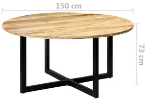 Mesa de jantar 150x73 cm madeira de mangueira maciça