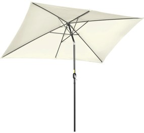 Outsunny Chapéu de Sol de Alumínio Retangular com Toldo Inclinável a Manivela e Mastro Desmontável 195x295x253 cm Creme