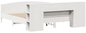 Cama com estante sem colchão 200x200 cm pinho maciço branco