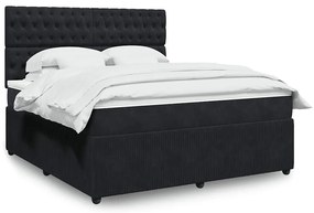 vidaXL Cama com molas/colchão 180x200 cm veludo preto