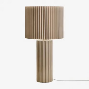 Candeeiro De Mesa Em Cerâmica E Tecido Marvila Crema & ↑60 Cm - Sklum