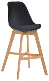 Banco de bar Cannes em veludo e com estrutura de Cor Natural 48 x 112 x 56 cm Preto