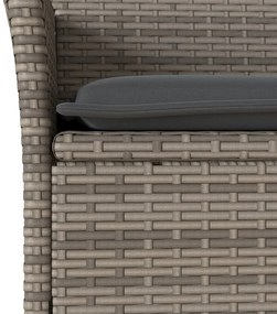 7 pcs conjunto jantar jardim c/ almofadões vime PE/vidro cinza