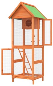 Gaiola para pássaros 60x58,5x160 cm pinho maciço castanho