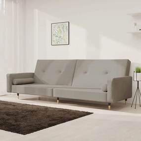 vidaXL Sofá-cama 2 lugares com duas almofadas veludo cinzento-claro