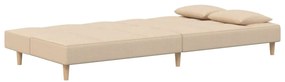 Sofá-cama 2 lugares com duas almofadas tecido cor creme