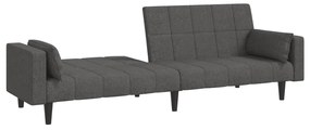 Sofá-cama 2 lugares com duas almofadas tecido cinzento-escuro