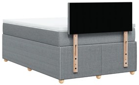 Cama boxspring com colchão 120x190 cm tecido cinzento-claro