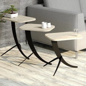 Conjunto de Mesas de Encostar Pion 3 – Travertine – Medidas Variadas