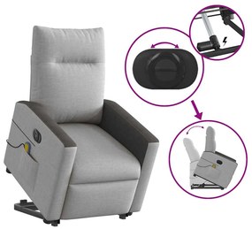 Poltrona elétrica elevatória massagens tecido cinzento-nublado