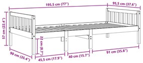 Cama de criança sem colchão 90x190 cm madeira de pinho maciça