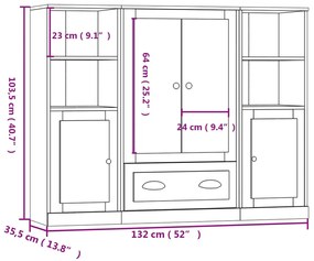 Aparadores altos 3 pcs derivados de madeira cor carvalho sonoma
