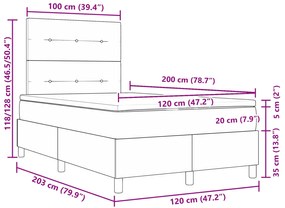 Cama Box Spring com Colchão Preto 120x200 cm Tecido